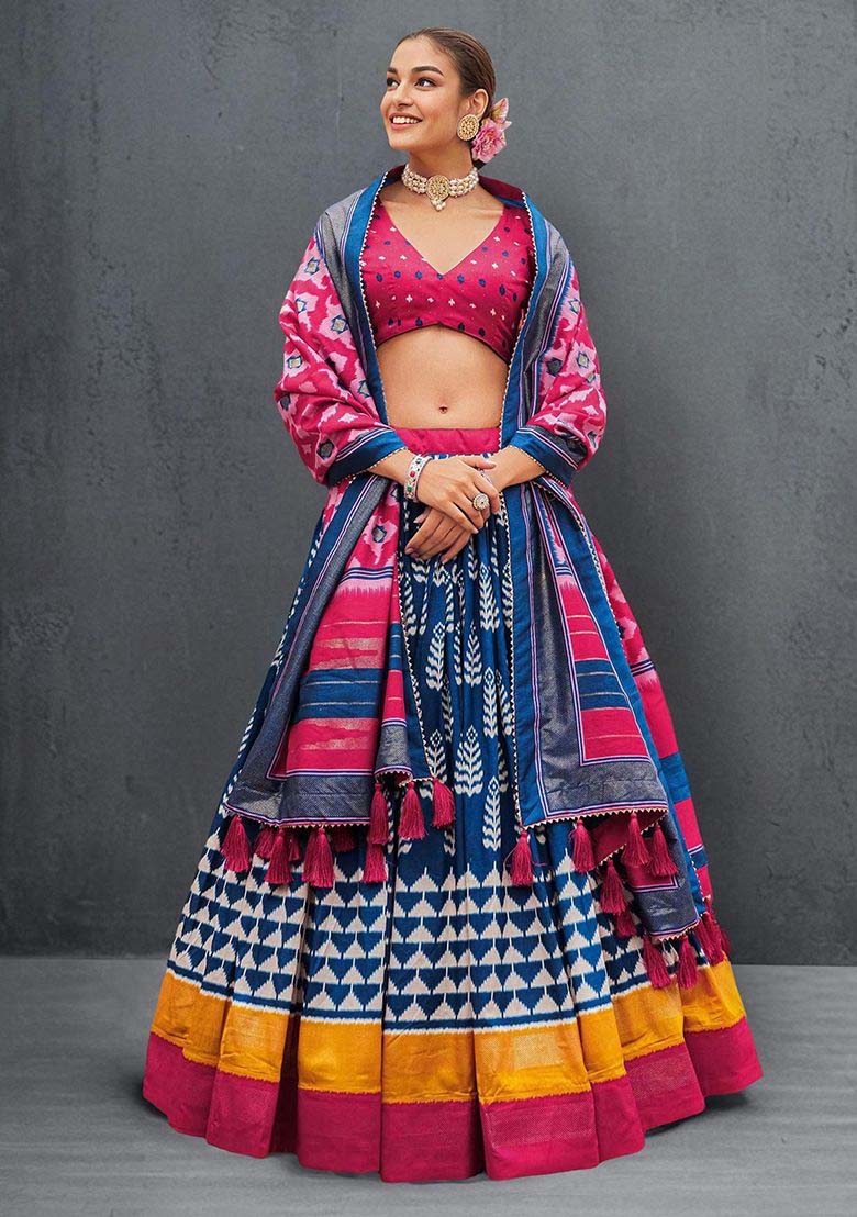 Blue Tussar Silk Lehenga Choli – Navratri Special