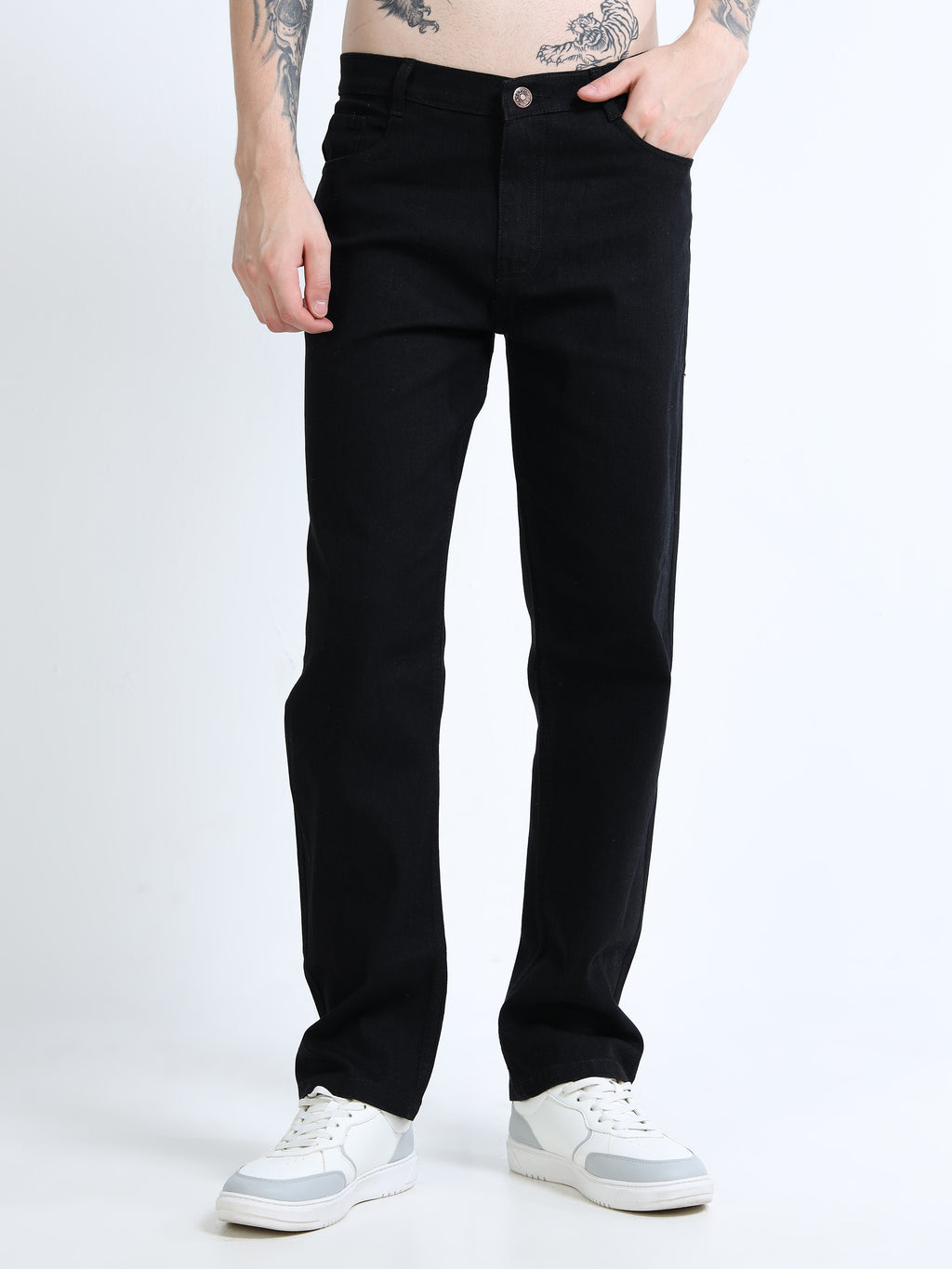 Men Regular Fit Stretchable Black Jeans