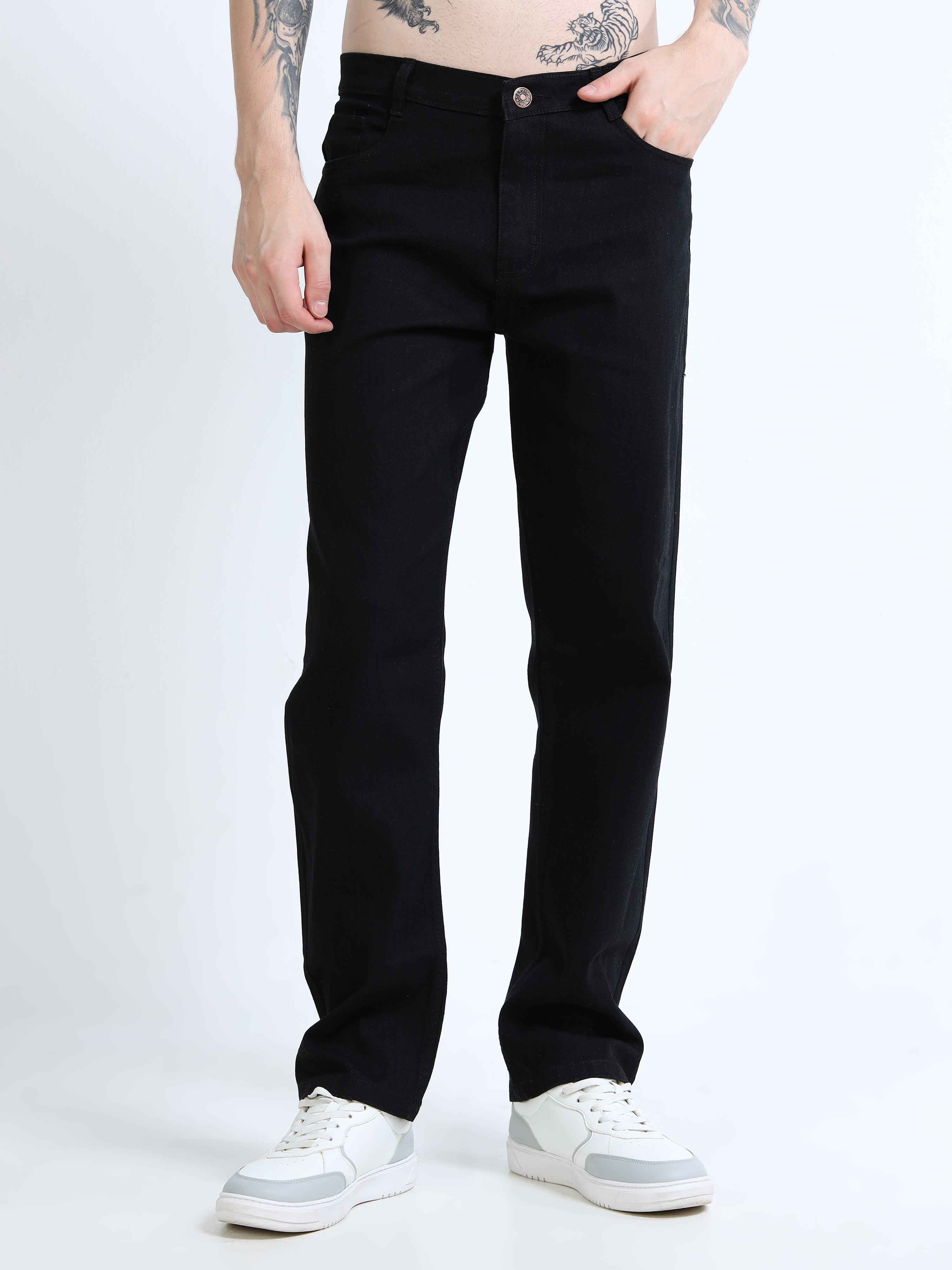 Men Regular Fit Stretchable Black Jeans