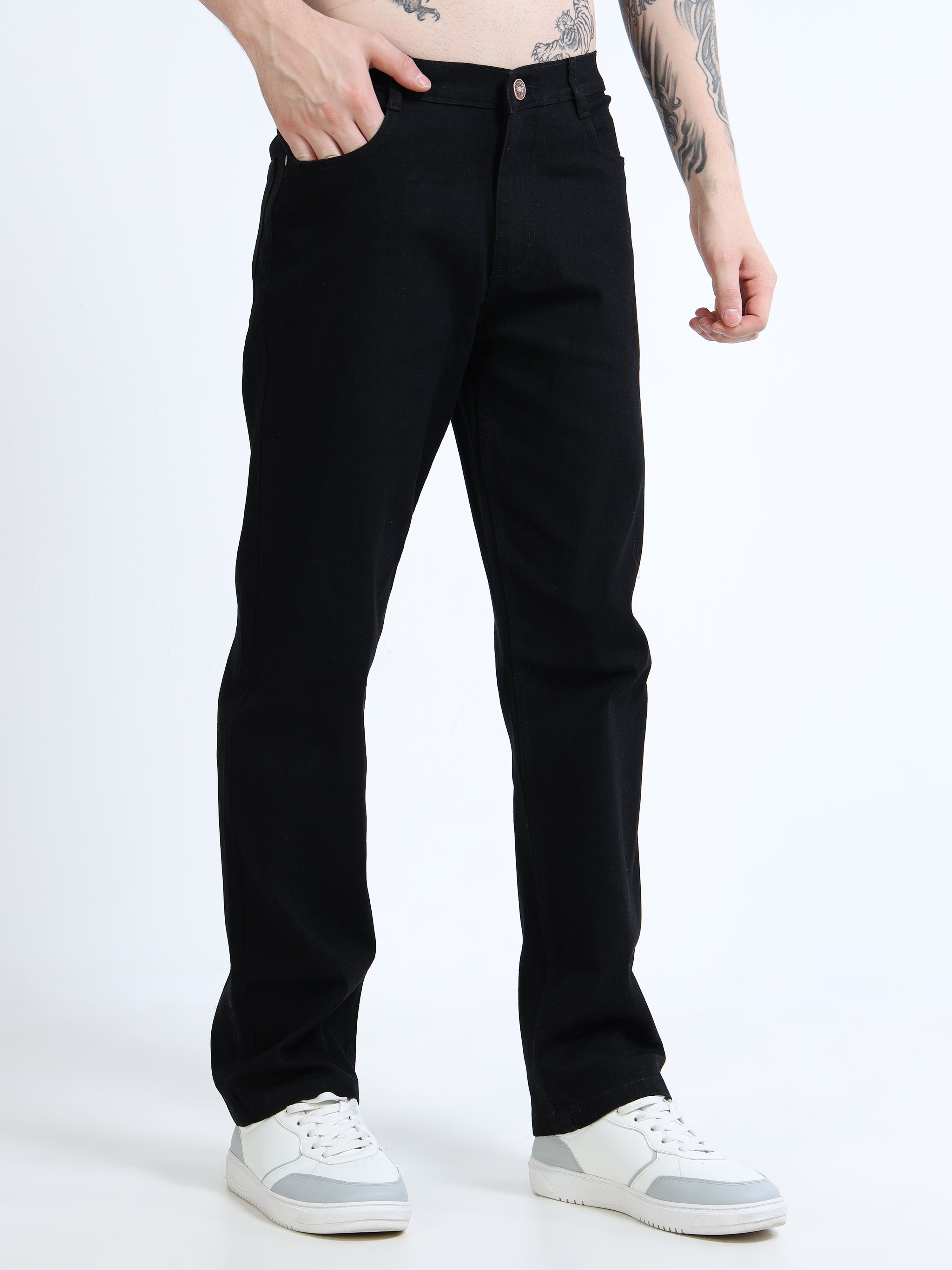 Men Regular Fit Stretchable Black Jeans