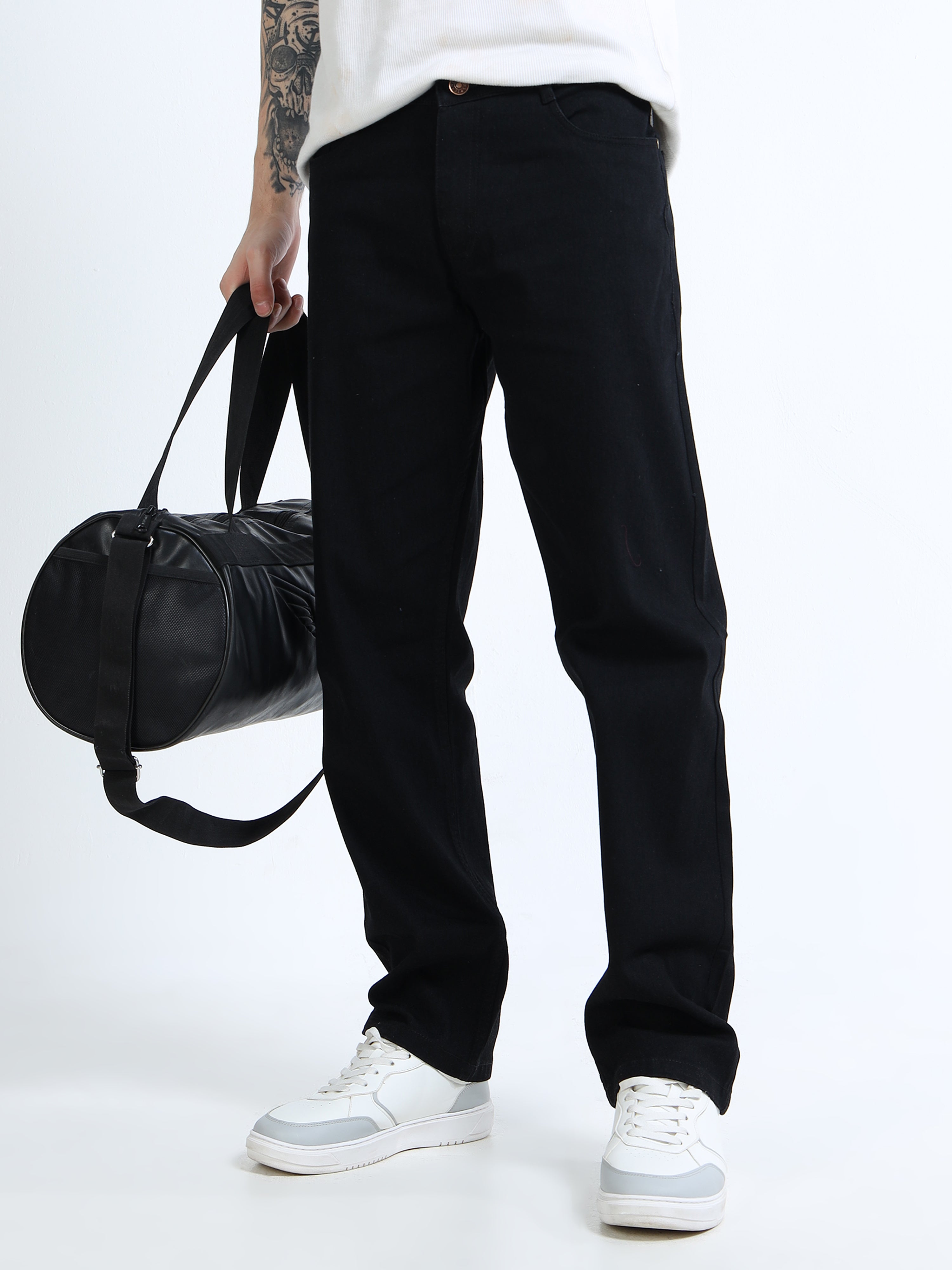 Men Regular Fit Stretchable Black Jeans