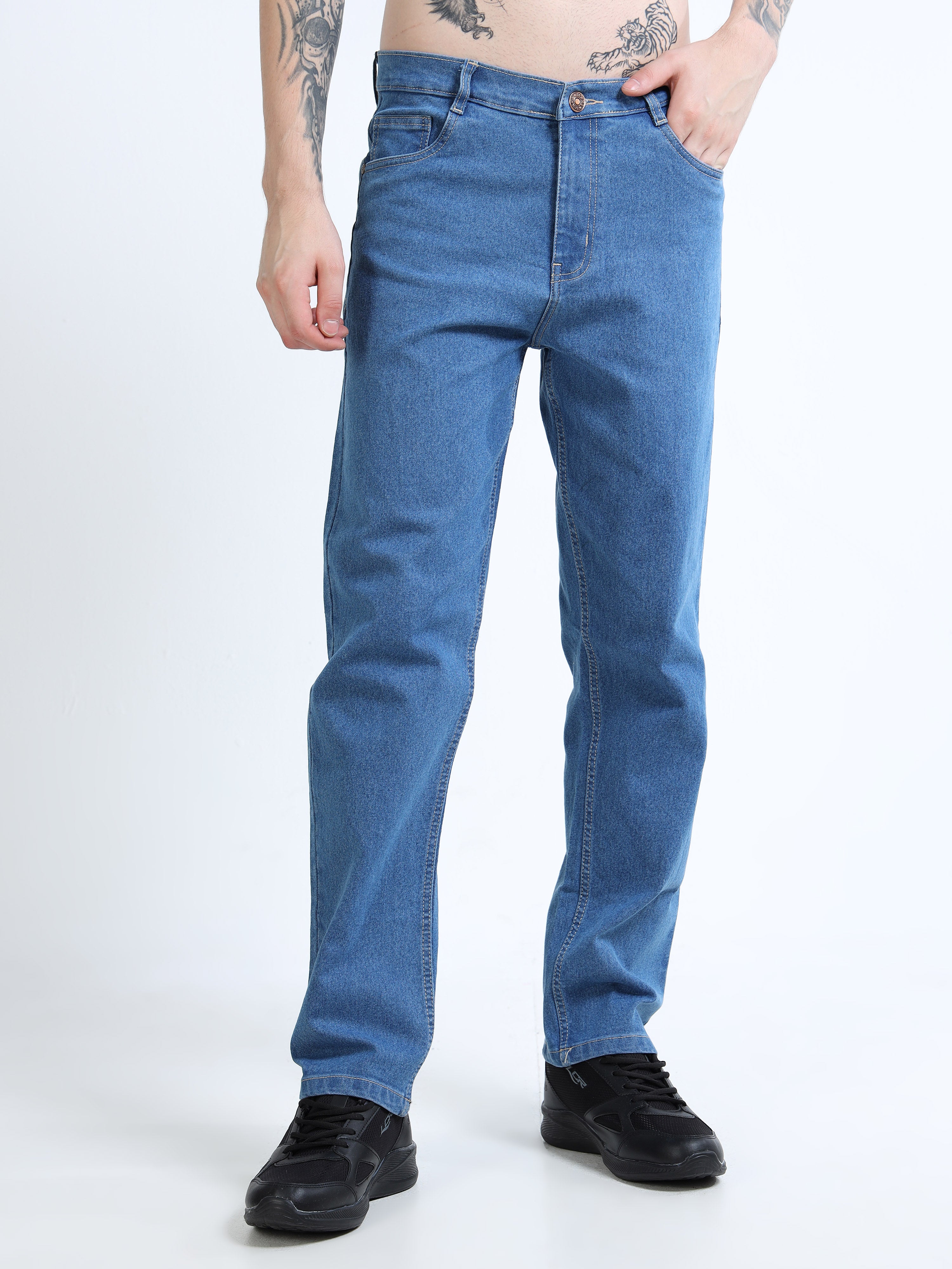 Men Comfort Regular Fit Mid-Rise Stretchable Jeans