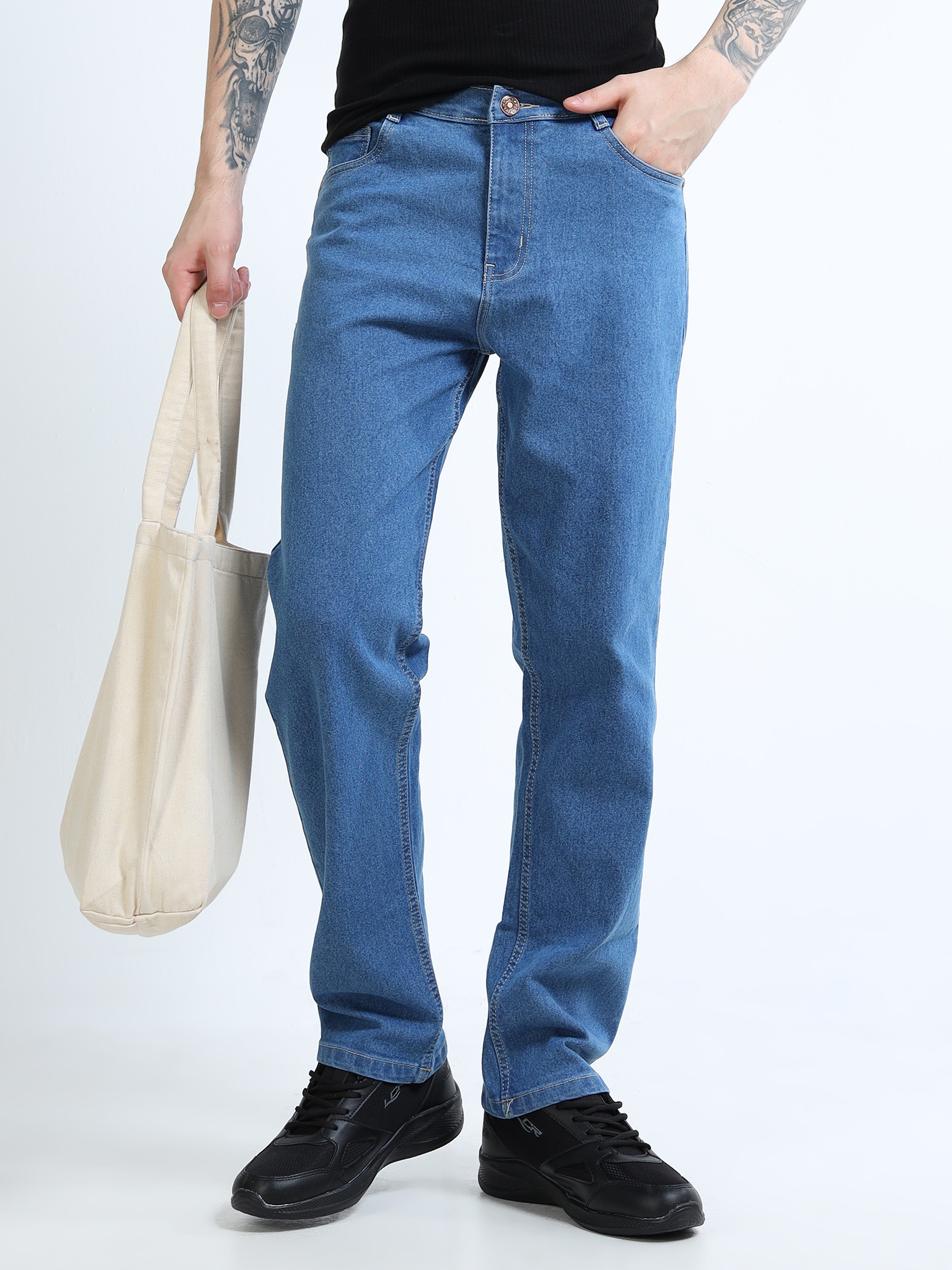 Men Comfort Regular Fit Mid-Rise Stretchable Jeans