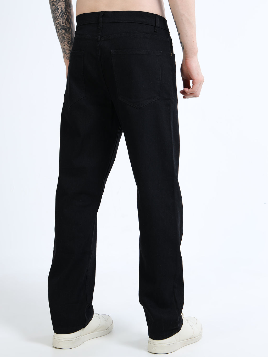 Men Black Comfort Relaxed Fit Mid-Rise Stretchable Jeans