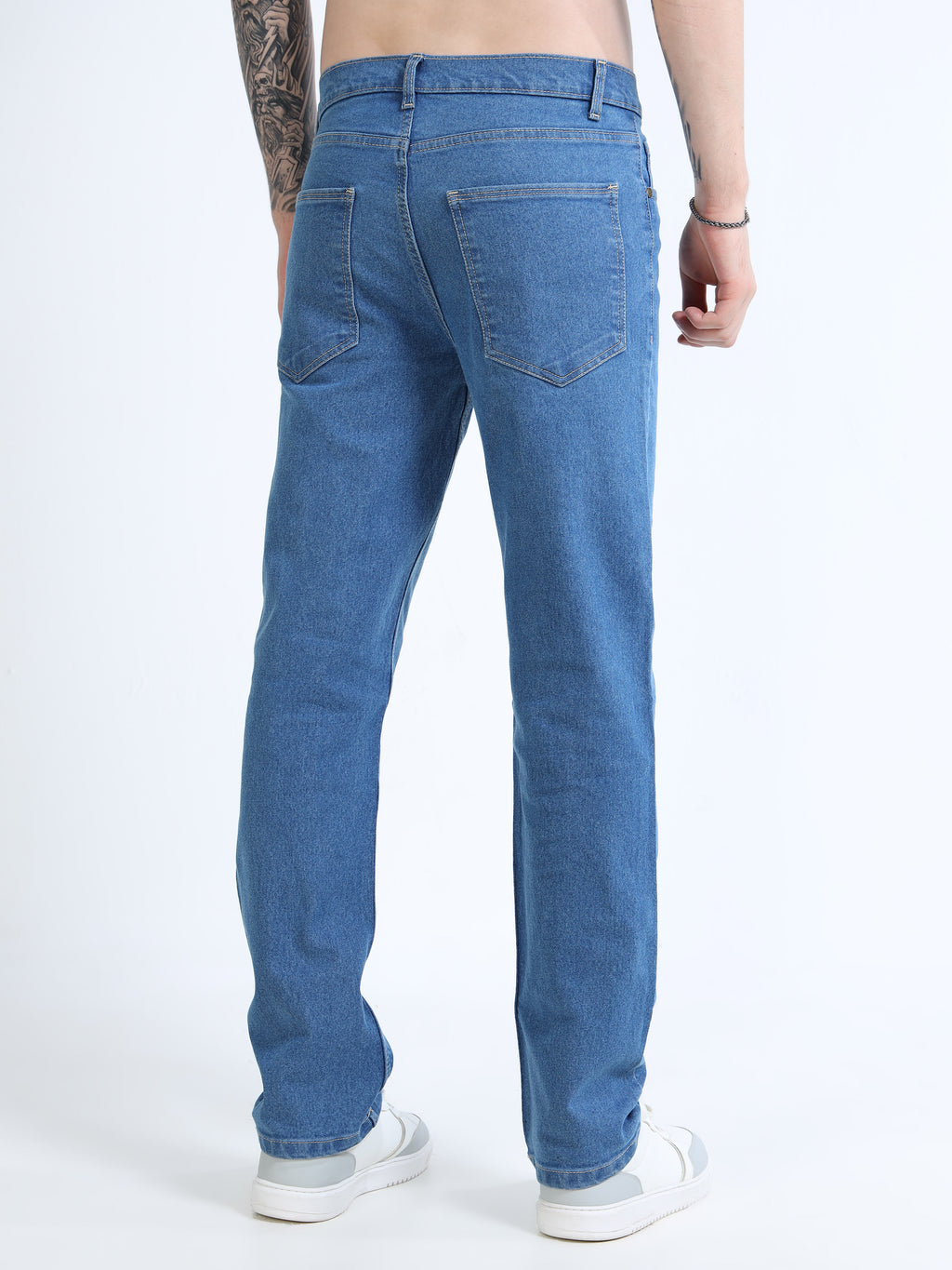 Men Blue Comfort Straight Fit Mid-Rise Stretchable Jeans