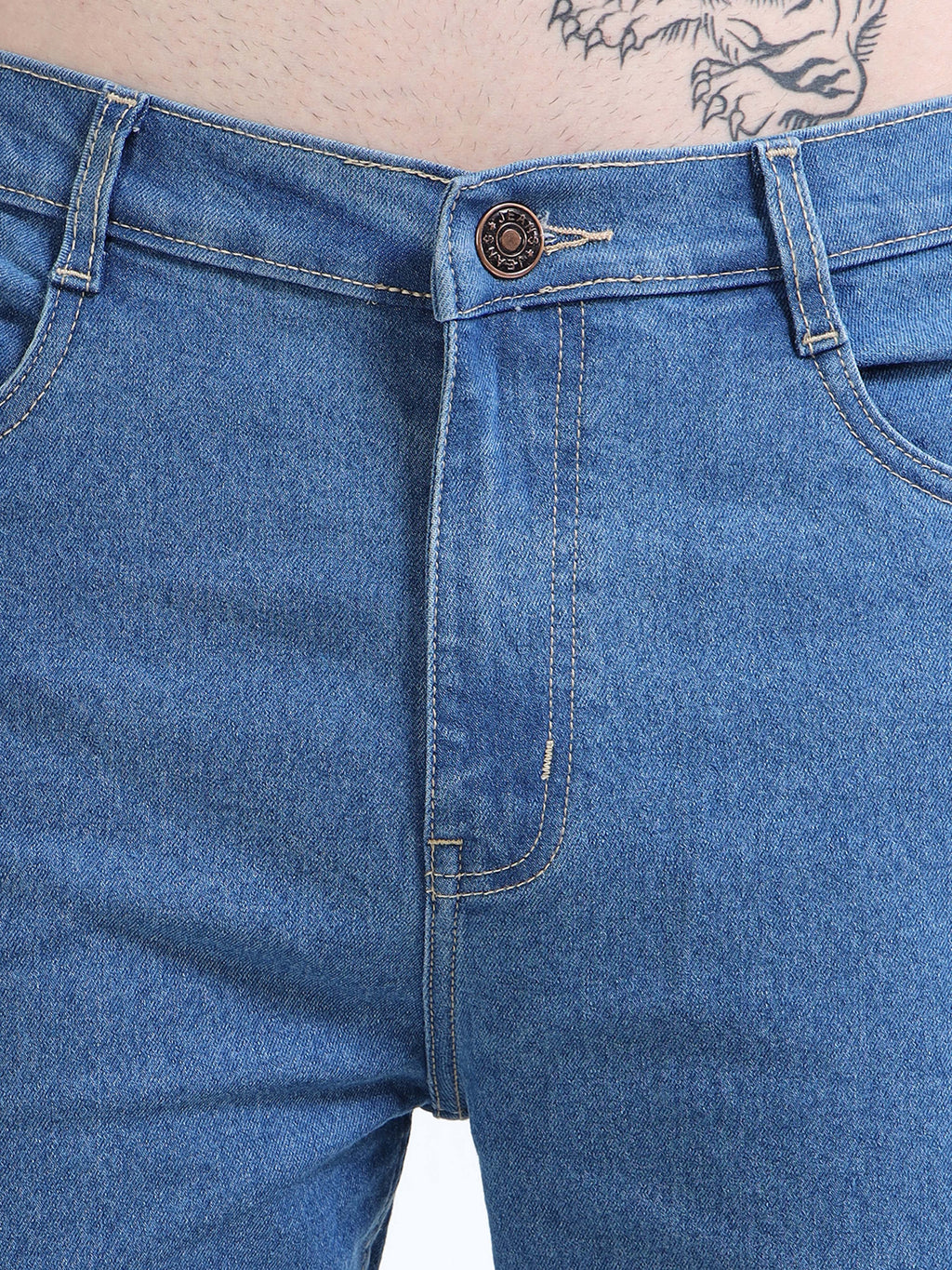 Men Blue Comfort Straight Fit Mid-Rise Stretchable Jeans