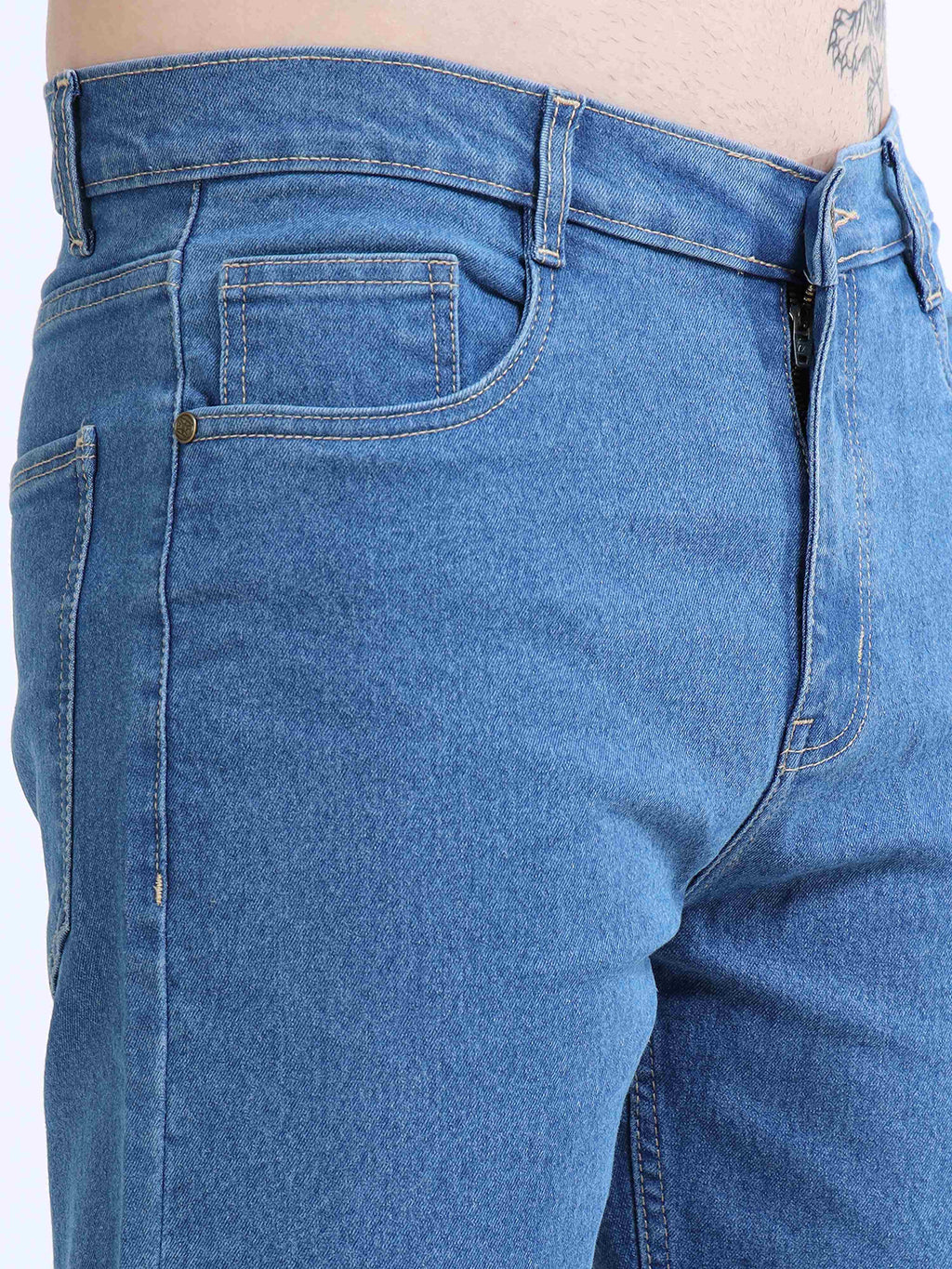 Men Blue Comfort Straight Fit Mid-Rise Stretchable Jeans
