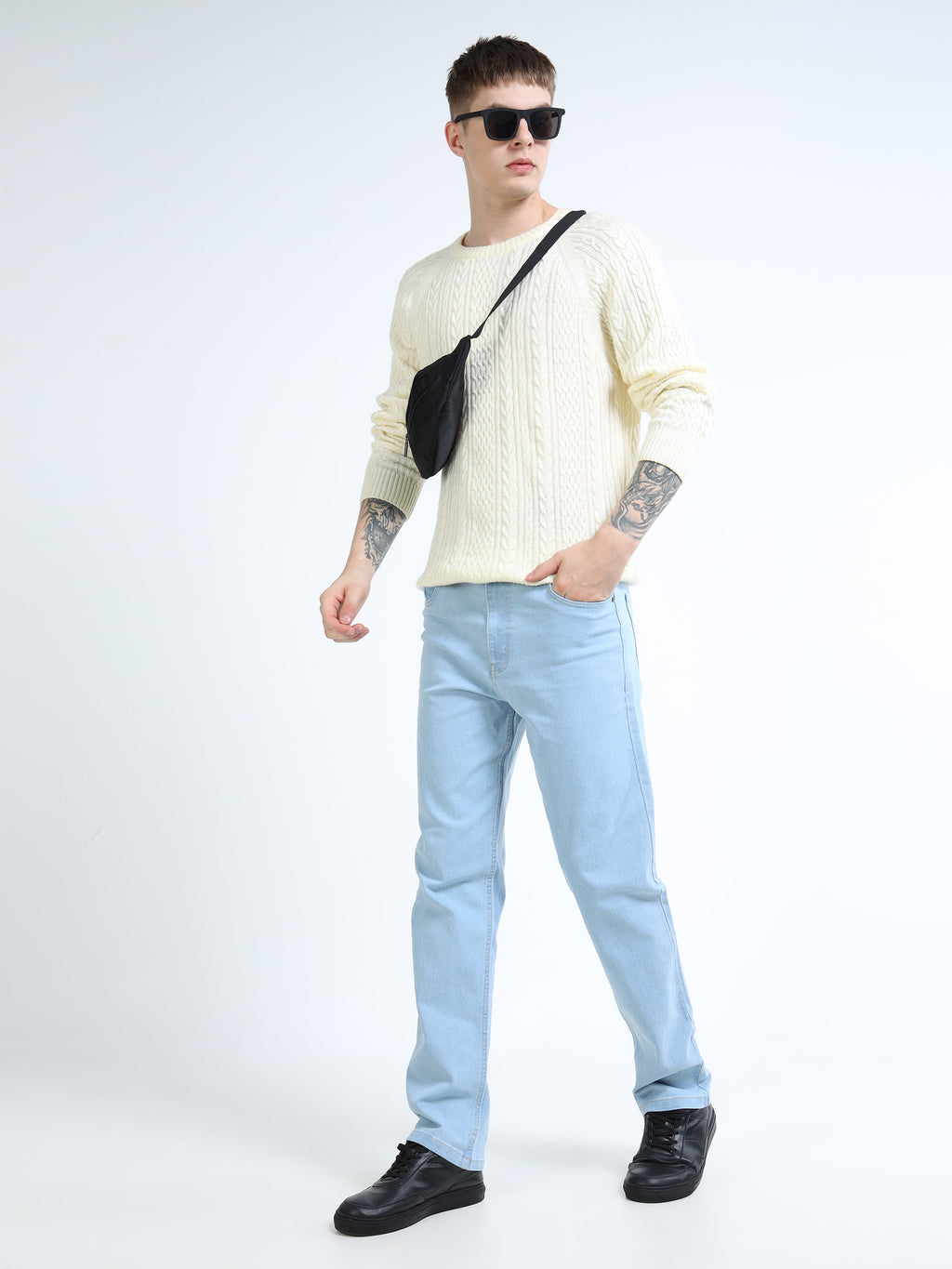 Whisq Men Sky Blue Comfort Regular Fit Mid-Rise Stretchable Jeans