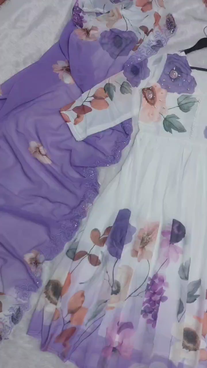 Women's Multi Color Faux Georgette Printed Anarkali set