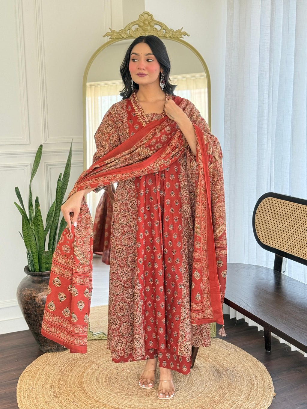 Festival Special Cotton 3 Piece Anarkali Suit Set