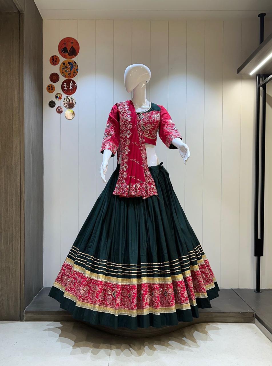 Vintage Border Black Rayon Cotton Chakra Chaniya Choli