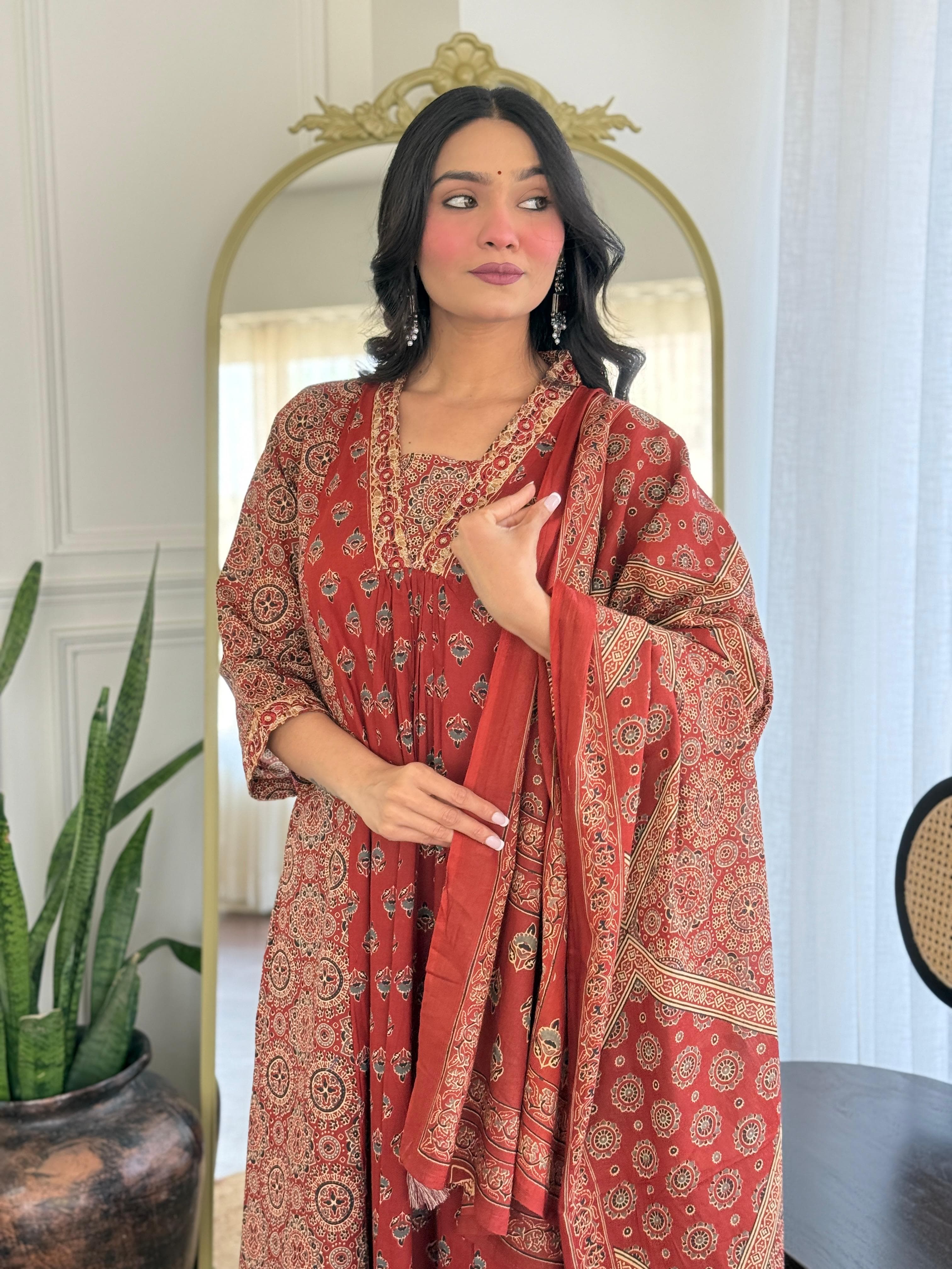 Festival Special Cotton 3 Piece Anarkali Suit Set