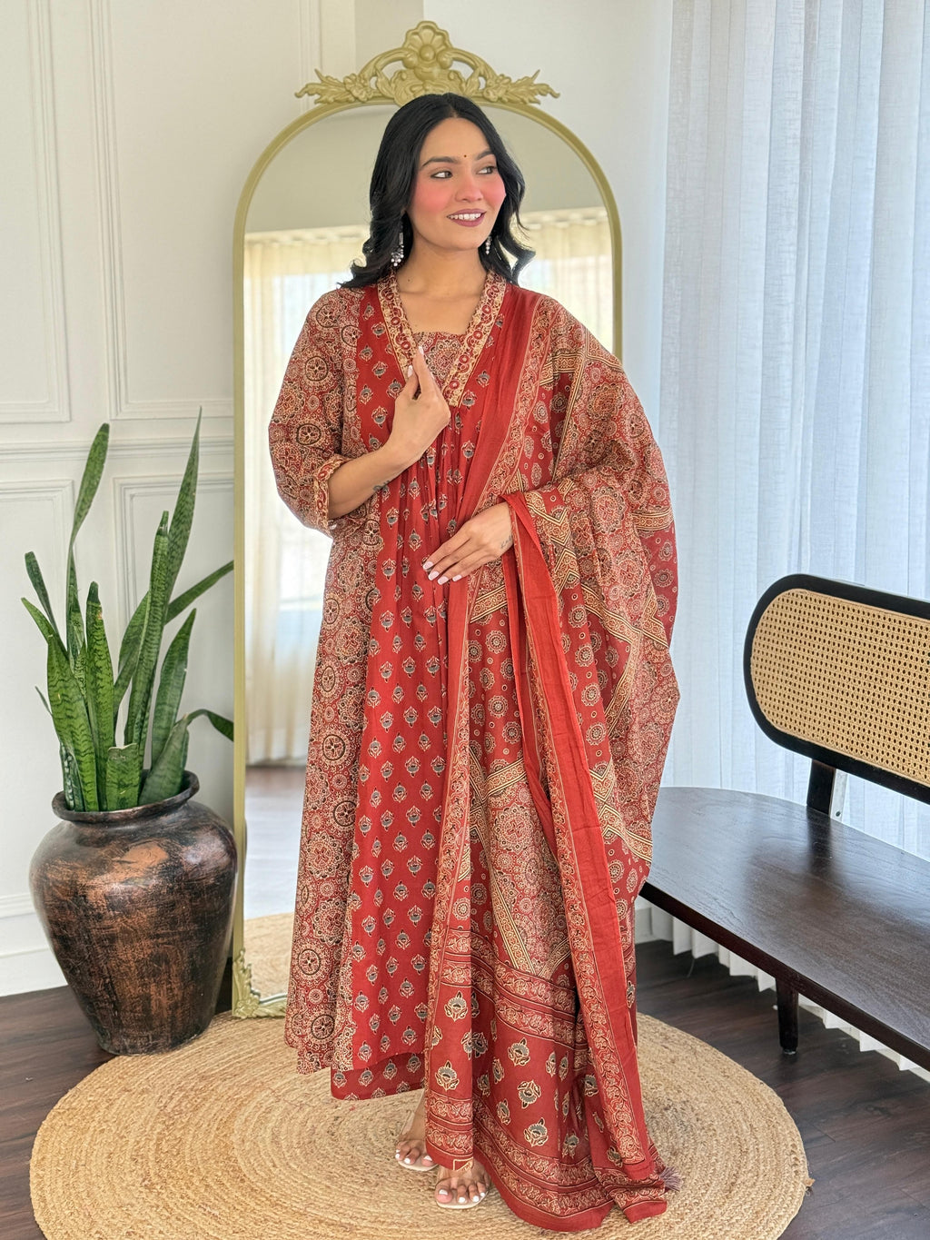 Festival Special Cotton 3 Piece Anarkali Suit Set