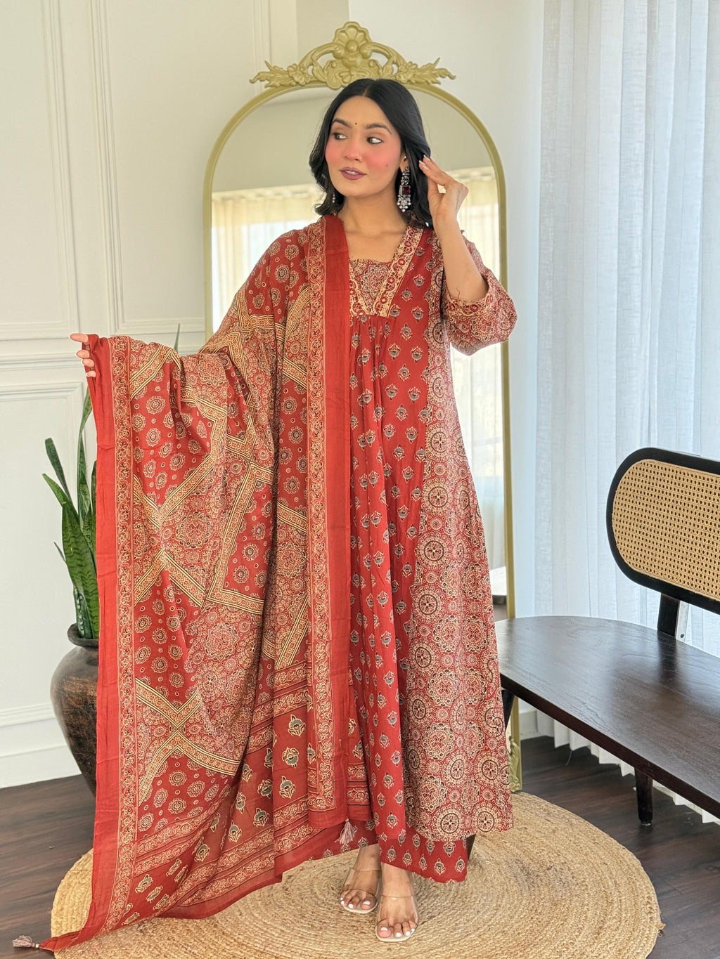 Festival Special Cotton 3 Piece Anarkali Suit Set